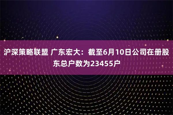 沪深策略联盟 广东宏大：截至6月10日公司在册股东总户数为23455户